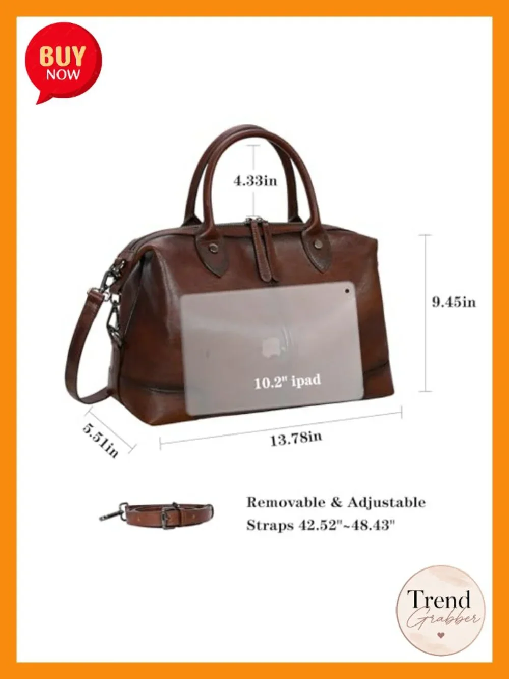 Genuine Leather Satchel Tote Bag Large Capacity Top Handle Handbag Vintage